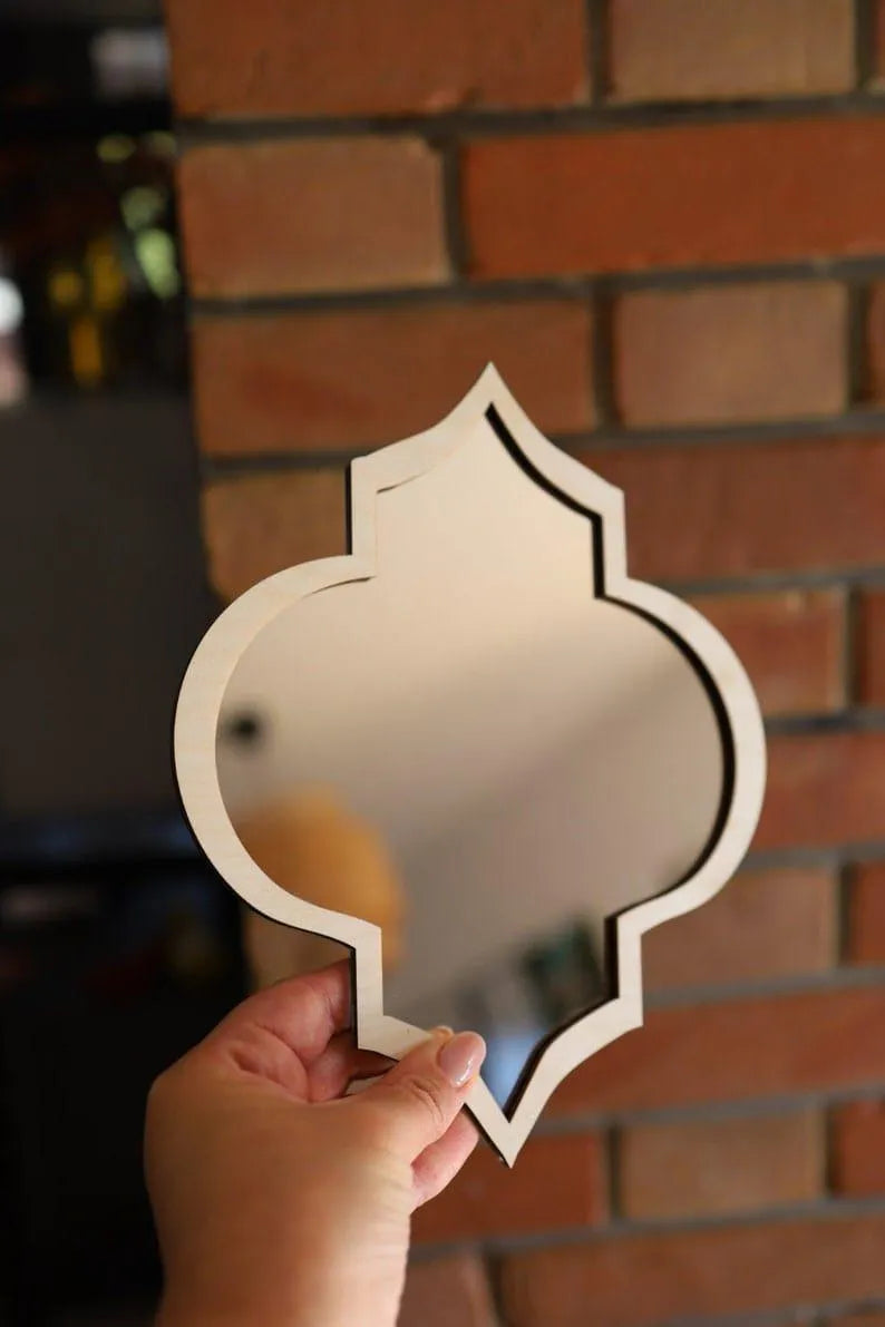 Modern beige acrylic wall mirror set 4 psc