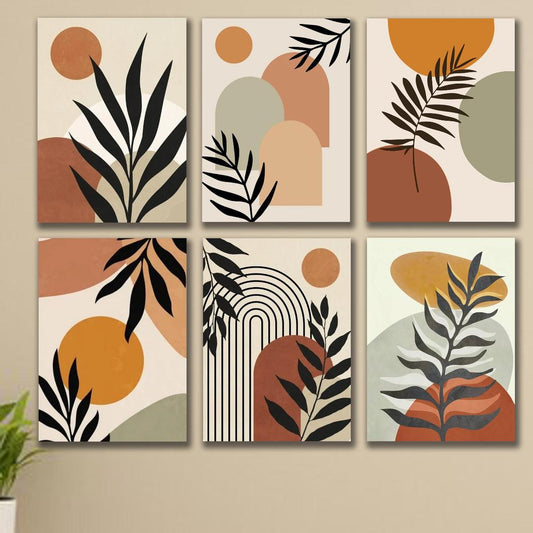Multicolour abstract wall frames set of wood 6 psc
