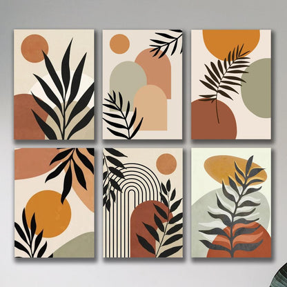 Multicolour abstract wall frames set of wood 6 psc